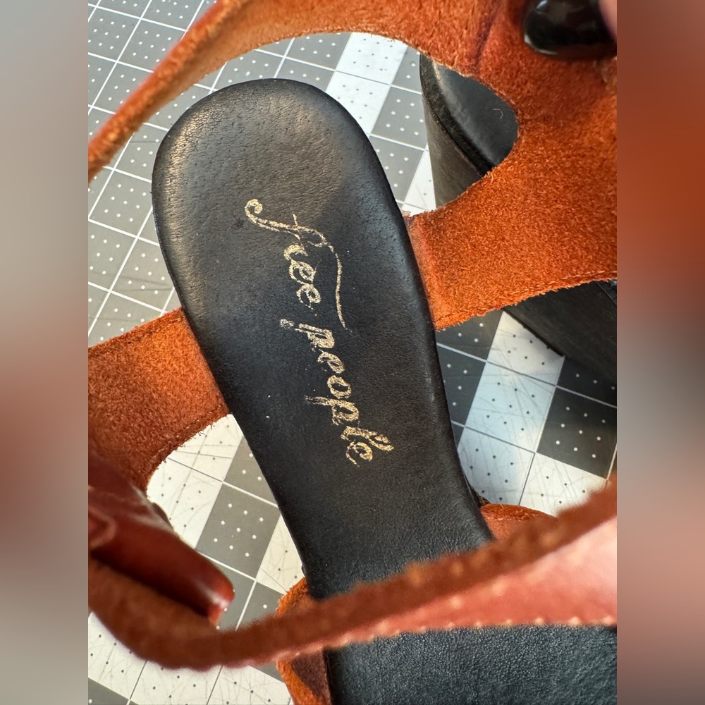Free People Rust Leather Platform Clog Sandals - Picture 2 of 6